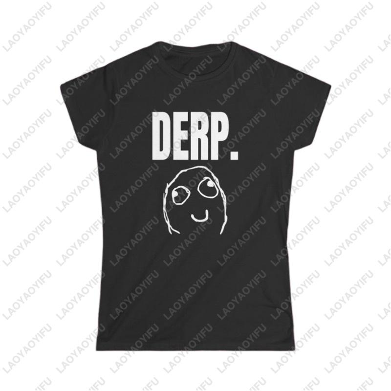 DERP Облегающие футболки Иконические 2010-е Сцена Вебкор Rage Comic Унисекс Топы Простая Повседневная Милая Уникальная Одежда Новинка Футболка для Поездок