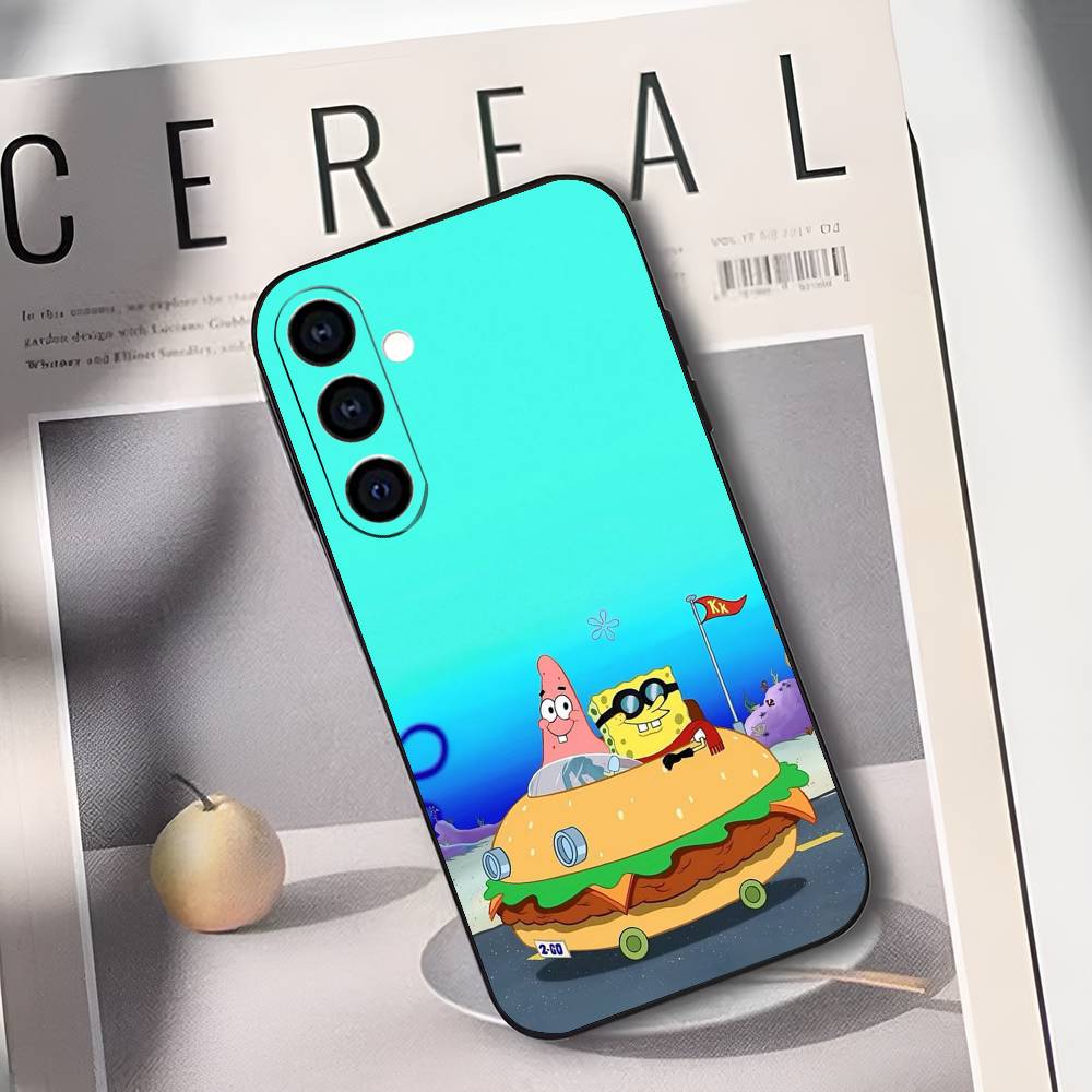 S-Sponge Funny B-Bob Phone Case For Samsung Galaxy A73,A72,A71,A70,A53,A52,A51,Soft Silicone Black Cover
