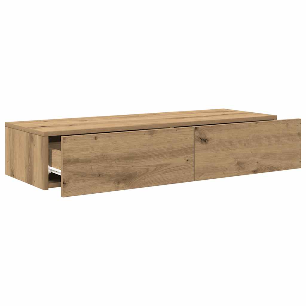 Vidaxl Półka Ścienna Z Szufladami, Dąb Artisian, 100X36X19 Cm