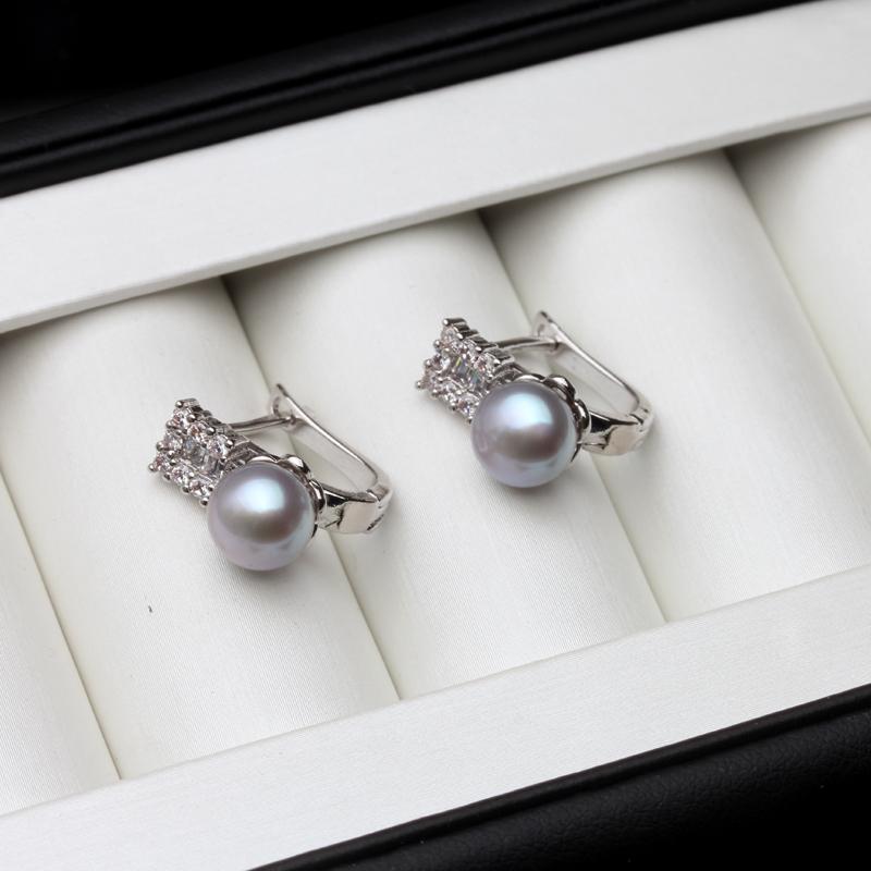 Серьги-клипсы из стерлингового серебра 925 пробы Розовые, Серьги с настоящим натуральным черным пресноводным жемчугом для женщин, жены, матери, Подарок на день рождения Белые