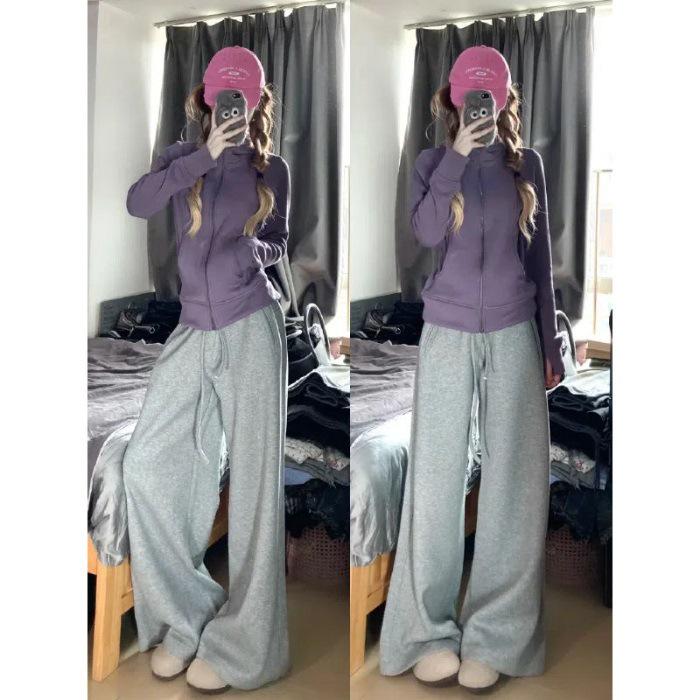 Spot Black Slim Fit Waist-Cinched Hooded Sweatshirt for Women, Autumn New Style, Slimming & Versatile Fall Wear.