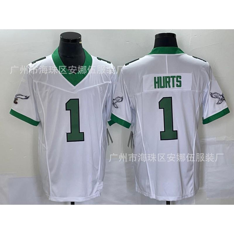 Philadelphia Eagles NFL Jersey 1 Jalen Hurts Green Embroidered Football Shirt Men