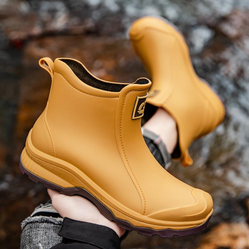 Утолщенные мужские короткие водонепроницаемые мужские и женские дождевые ботинки, нескользящие, износостойкие, для строительства, рыбалки, кухни, работы, резиновые ботинки