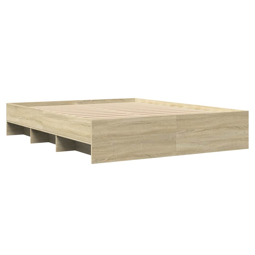 Bed Frame without Mattress Sonoma Oak Finish 150 x 200 cm Engineered Wood