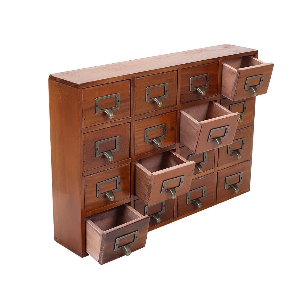 Wooden Vintage Storage Cabinet & Tabletop Drawer Organizer for Jewelry, Home Office, and Bedroom Traditional Display Chest Perfect for Living Room
