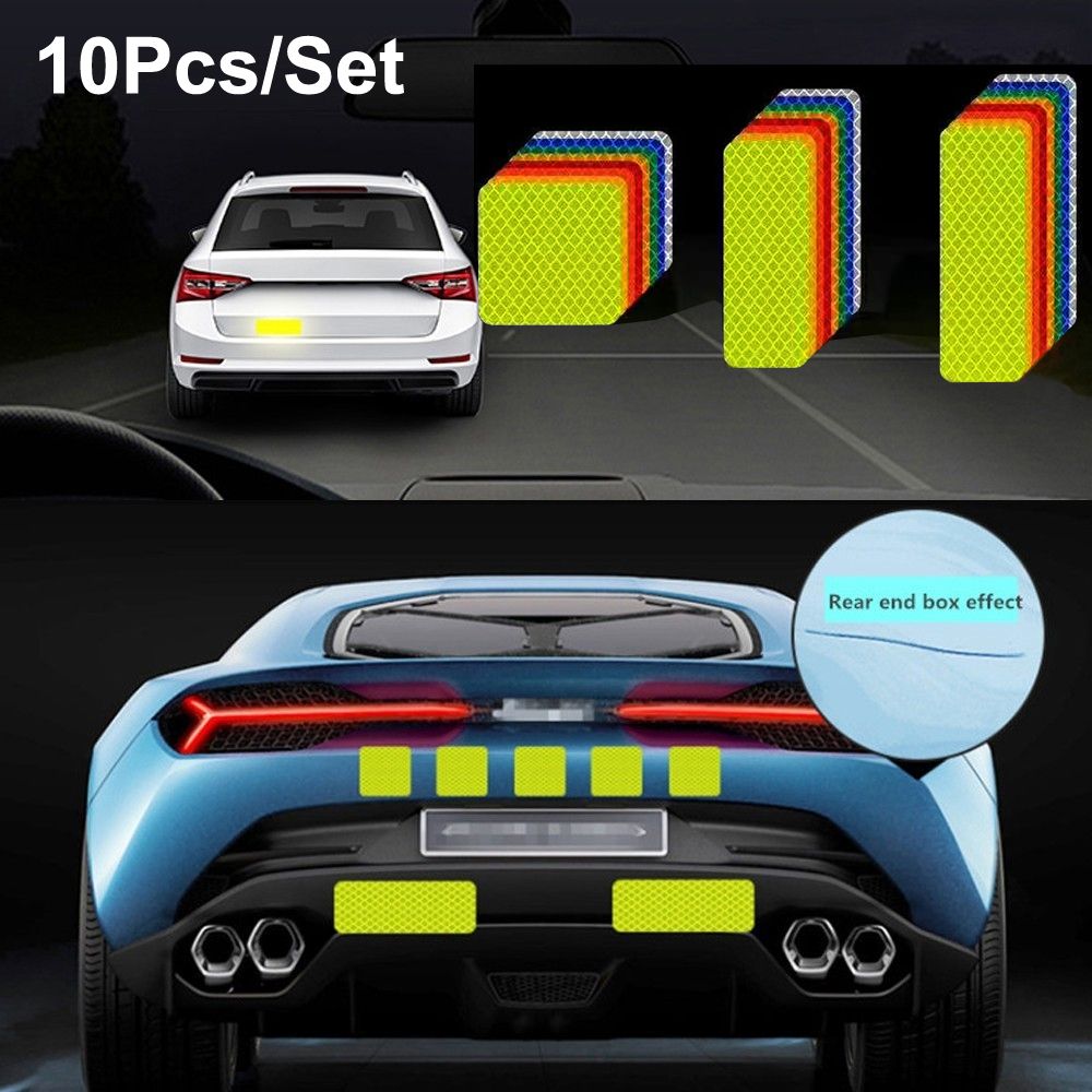 Riding Square Motorcycle Star Safety Sticker Bicycles Car Bumper Stickers Reflective Warning Strip