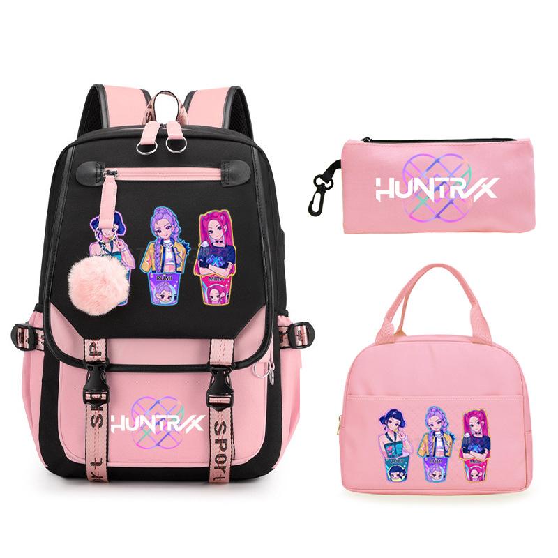 KPop Demon Hunters Rumi Anime Merchandise Backpack and Pencil Case Convenient Backpack for Couples for Business Trips and Travel
