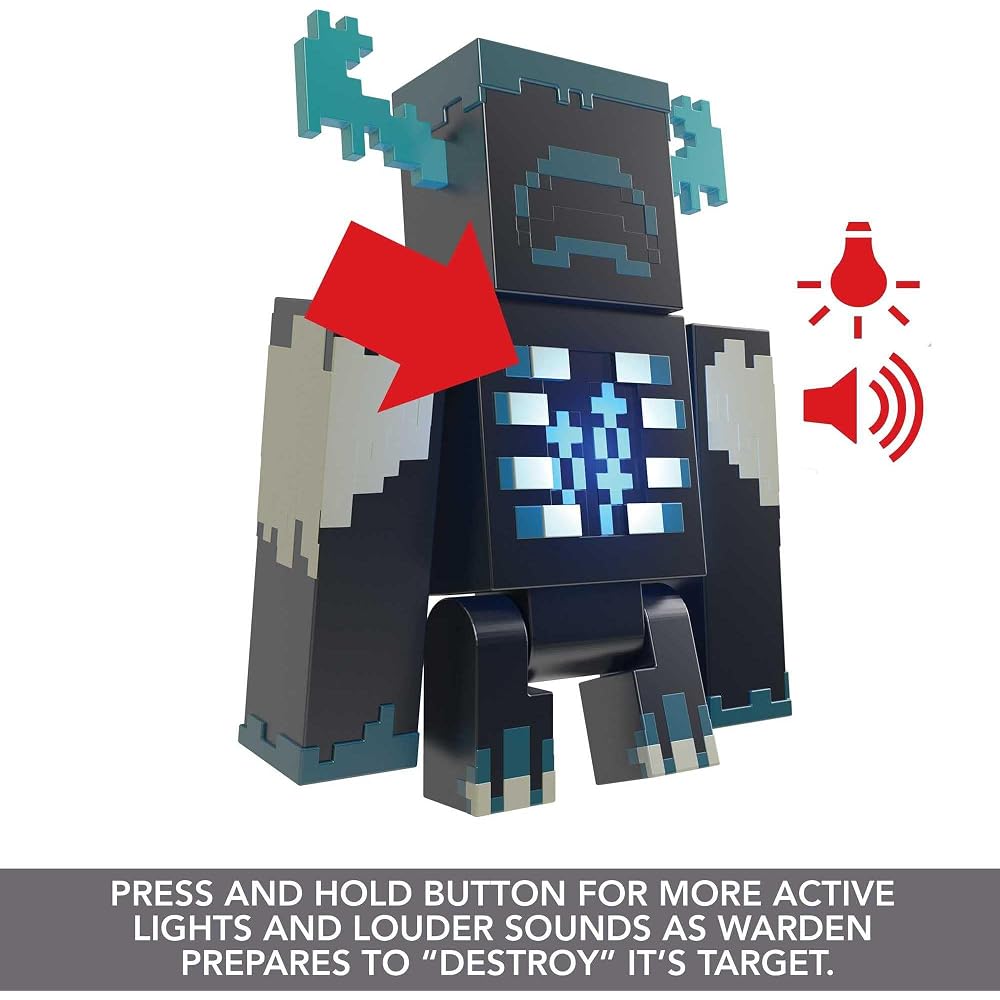 Mattel Minecraft Warden Action Figure Light & Sound 6 Years and Up