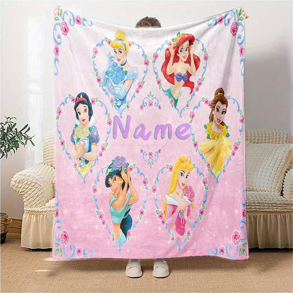 Custom Name Princesses Together blanket for Couch & Bed, Plush Cozy Fuzzy Blanket Super Soft & Warm Blankets for Fall and Winter. 0908120