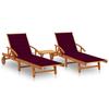 VidaXL Sun Loungers 2 Pcs with Table and Cushions Solid Acacia