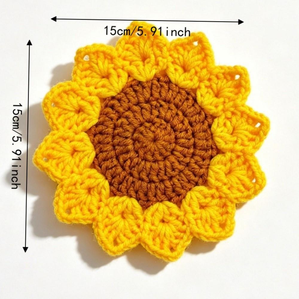 Handmade Crochet Flower Coasters Heat Resistant Mug Mat Creative Trivet Mats Coffee Cup Use
