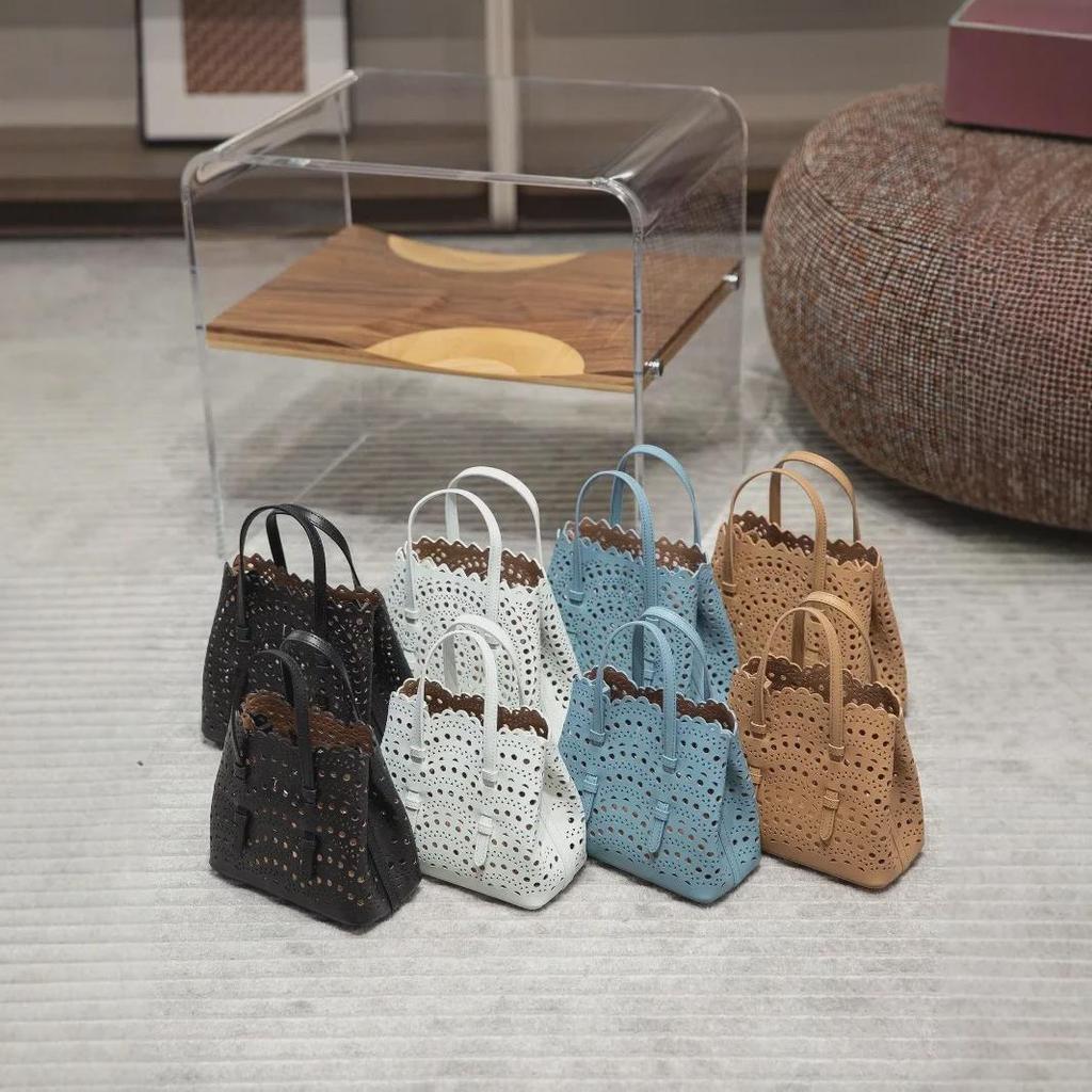 2024 Резная кожаная сумка-тоут: Mina женская сумка-мессенджер из коровьей кожи с одним плечом и полой корзиной