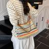 Летняя новая модная полосатая сумка контрастных цветов, женская нишевая дизайнерская плетеная сумка, большая вместимость, сумка-пельмень на плечо