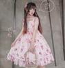 Lady Lazy Lolita Jumper Skirt with Sweets Pattern Dress, Cosplay, Knee-Length (Pink)
