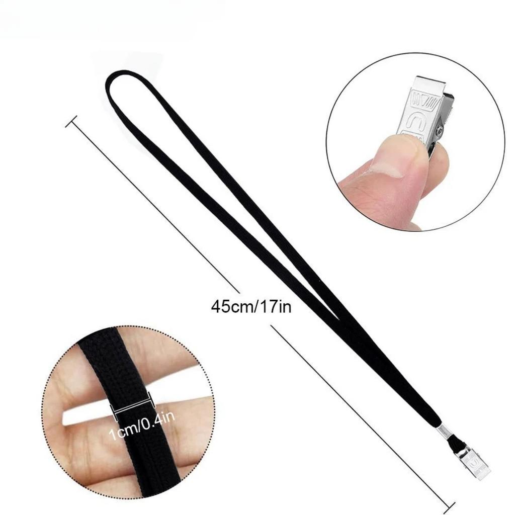 Набор из 12 пластиковых прозрачных горизонтальных бейджей, держателей для удостоверений личности и 12 черных шнурков с зажимами для бейджей