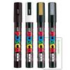 Mitsubishi Pencil Posca Medium Round and Set of 4 LocoNeko Sample Card Water-Based Markers, PC-5M, Tip, Black, White, Gold, Silver, +
