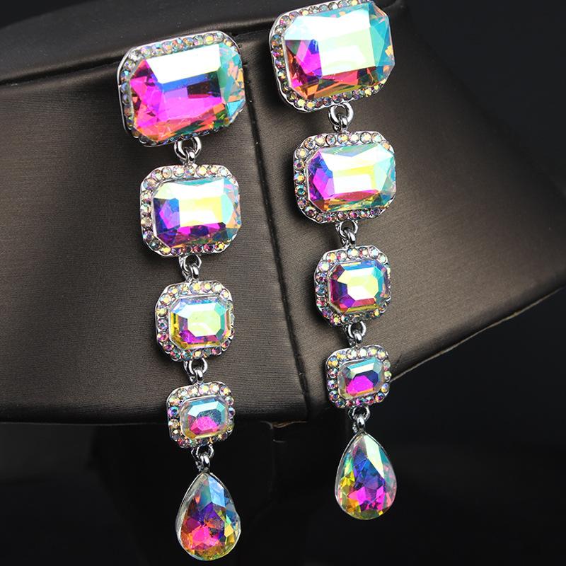 Серьги с преувеличенными кристаллами и драгоценными камнями с бриллиантами, длинные серьги, женский модный темперамент, универсальные украшения для ушей
