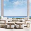 Nordic Garden Rattan Sofa Set: Weatherproof Teak Combo with Coffee Table for Outdoor Leisure