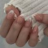 Cat-Eye White Bowknot Fake Nails 24 Pieces Elegant Design Comfortable ABS Material For Wedding Party Daily Use