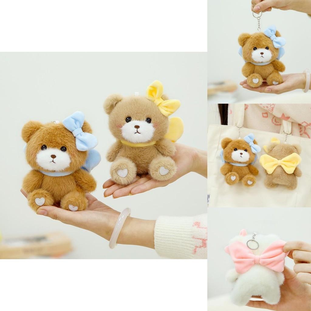 Charming Small Bow Tie Teddy Bear Plush Doll Keychain Fluffy Keychain Accessory
