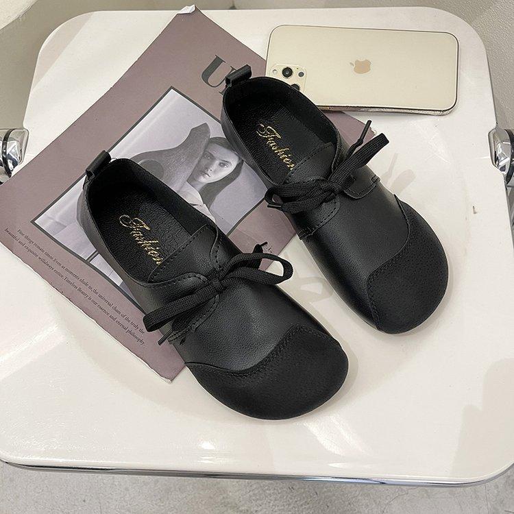 Весенняя женская повседневная обувь 2024 года, новые кожаные туфли на шнуровке, балетки, Zapatos Mujer, осенние лоферы, мокасины, мягкая круглая женская обувь