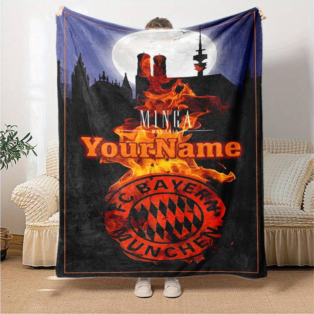 Bayern Munich Personalized Name Blanket Multi-purpose Personalized Blanket Soft & Cozy for Bedding Chair Office Living Room All-Season Use