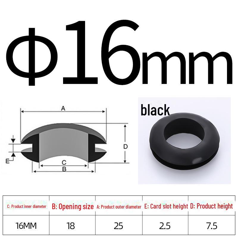 Черное двухстороннее резиновое защитное кольцо для провода