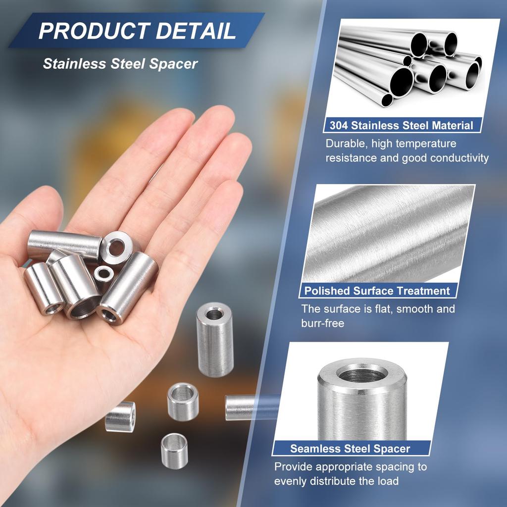 uxcell 10pcs Spacer Stainless Steel Compatible with M4 4 mm