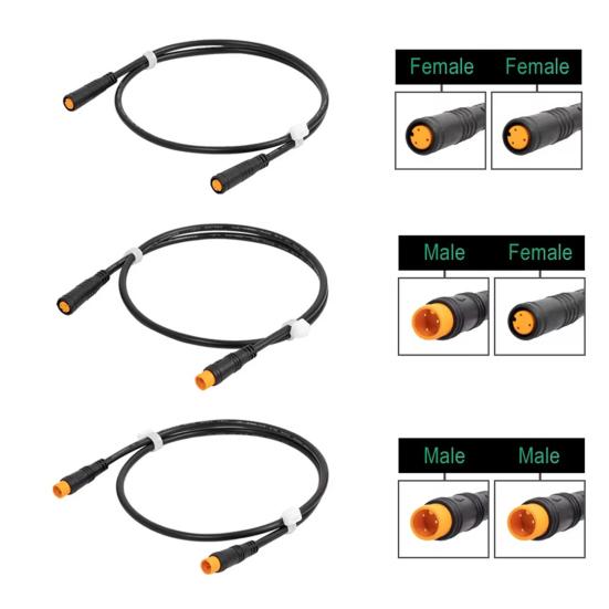 Удлинительный кабель для электровелосипеда 3Pin, водонепроницаемый электрический велосипедный мотор, переходник для дроссельной заслонки, женский и мужской разъем, удлинительный кабель