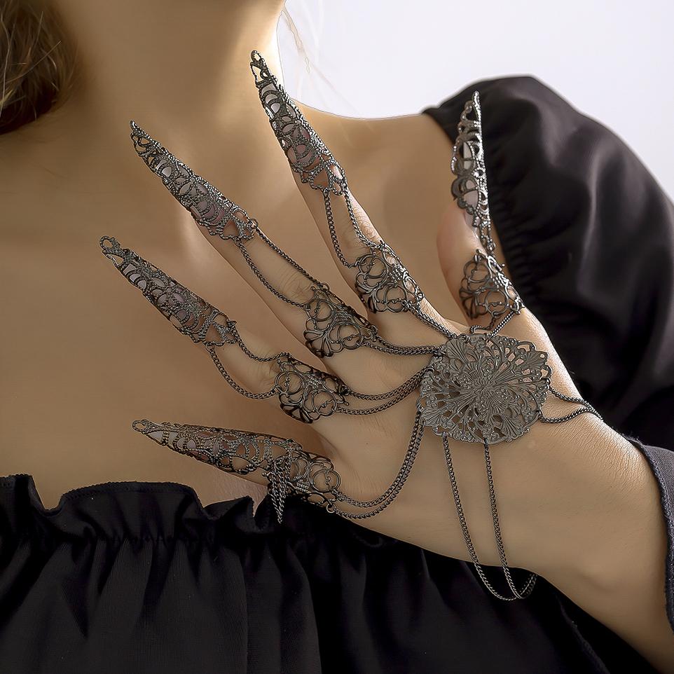 Ingemark Exaggerated Dubai Indian Thai Gold Color Harness Finger Bracelet Women Chunky Chain Belly Dancer Cosplay Hand Jewelry
