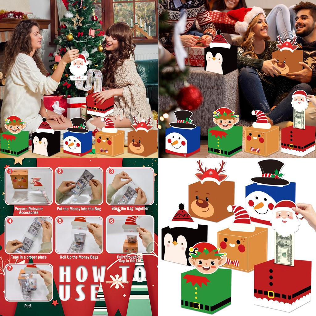 Рождественские конверты для денежных подарков из прочного ПЭТ-материала для праздничных сюрпризов