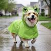 Dirt-Resistant Pet Rain Cloak Hooded Design Frog Pet Poncho Green Dog Rain Jumpsuit  Small Dogs