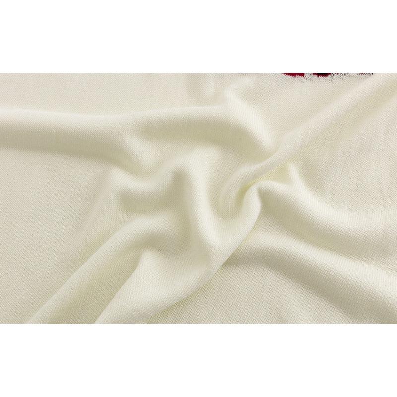 Плюс Размер Женский Круглый вырез Жаккардовый Письмо Топ Длинный Рукав Ранняя Осень Свободный Повседневный Трикотаж