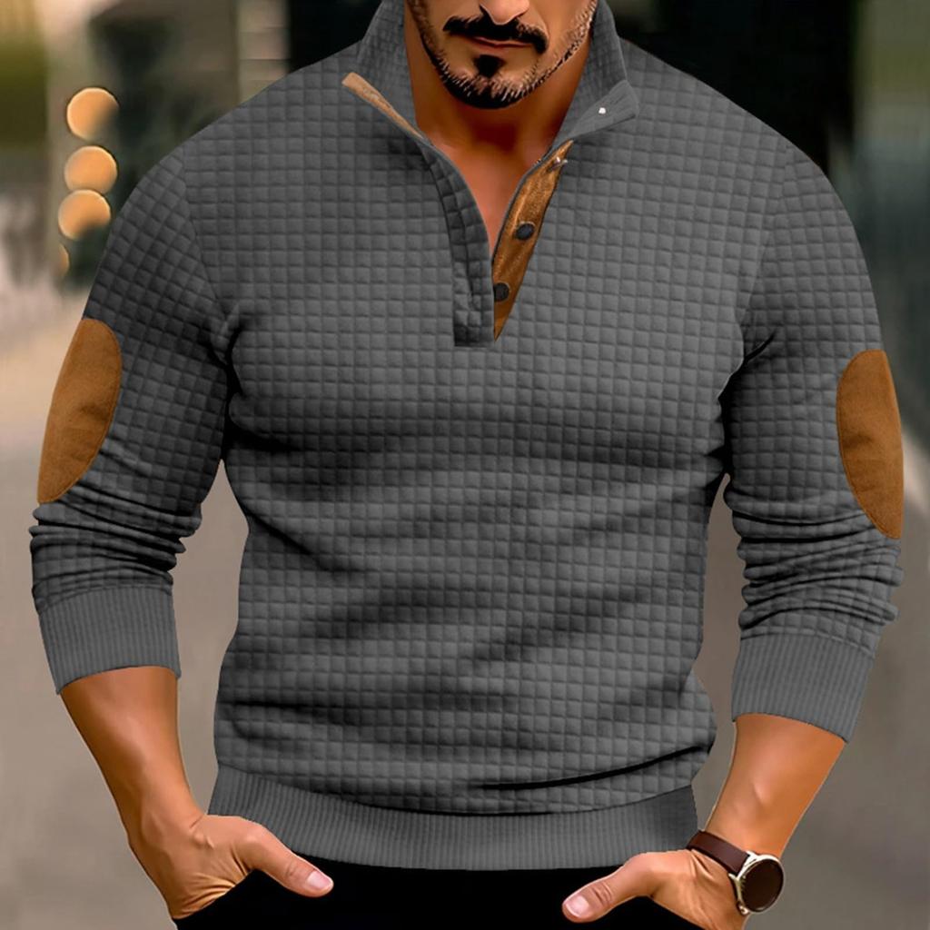 Мужской свитшот без капюшона, повседневный, свободного кроя, цветной, с длинным рукавом, с воротником-стойкой на пуговицах, для комфорта и зимы