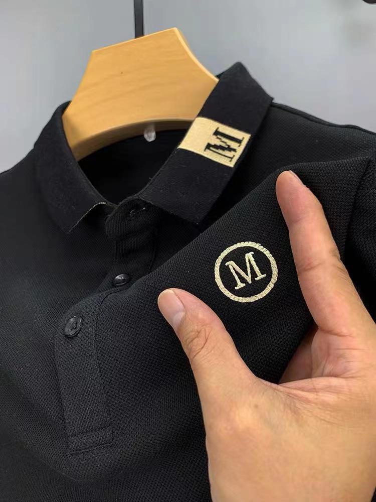 Мужская рубашка поло с коротким рукавом: Летняя повседневная легкая роскошь с вышитым лацканом для модных пап