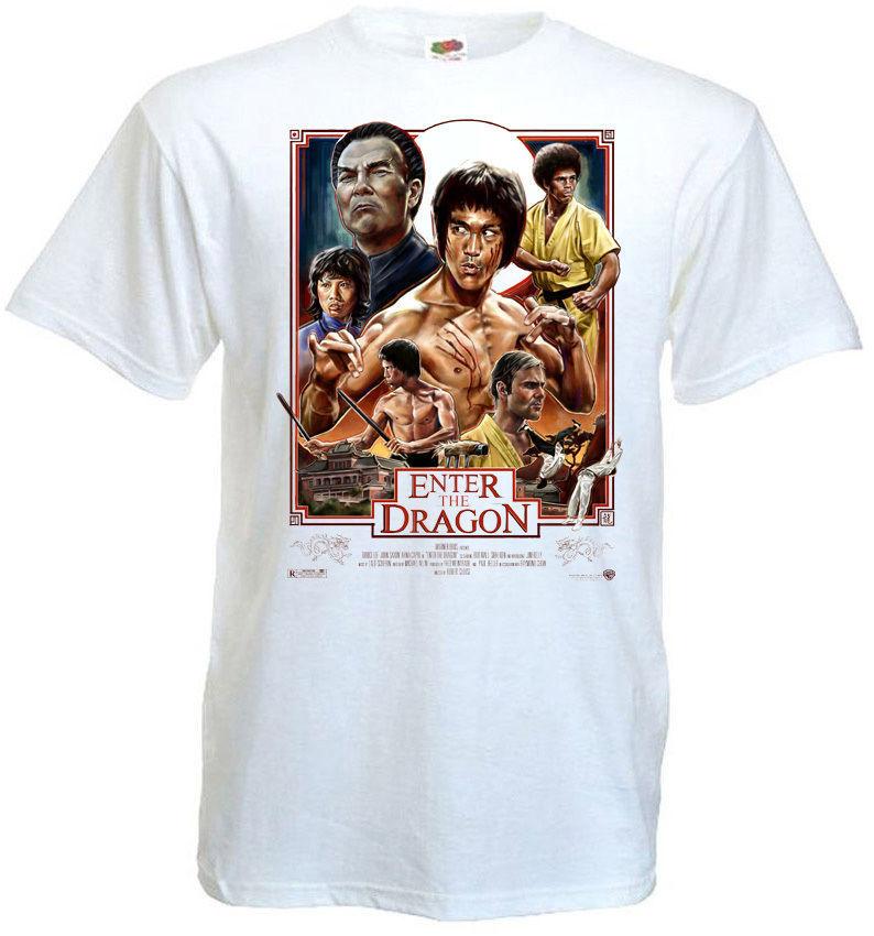 ENTER OF THE DRAGON Bruce Lee Movie Poster T shirt white all sizes