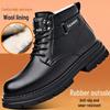 Men's Winter British-Style High-Top Cowhide Fashion Boots: Casual Wool, Work, and Thick Sole Design