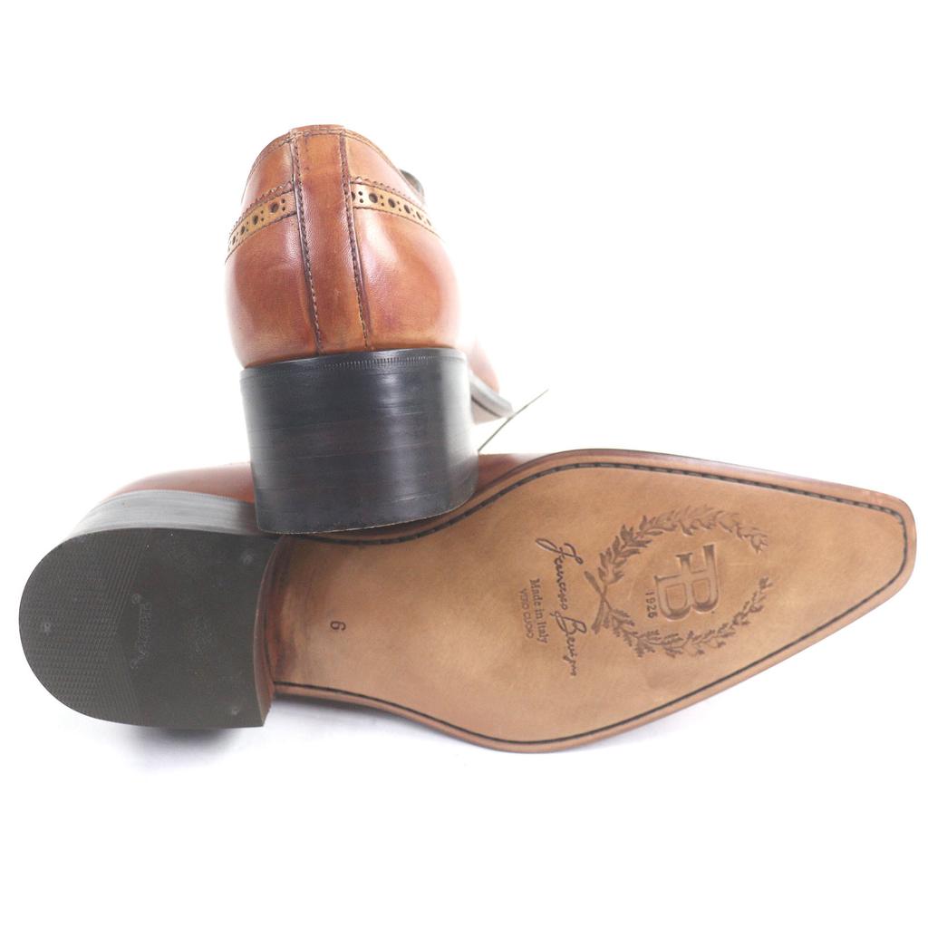 Excellent FRANCESCO BENIGNO Dress shoes Perforated Lace-Up Brown leather mens 6 Used