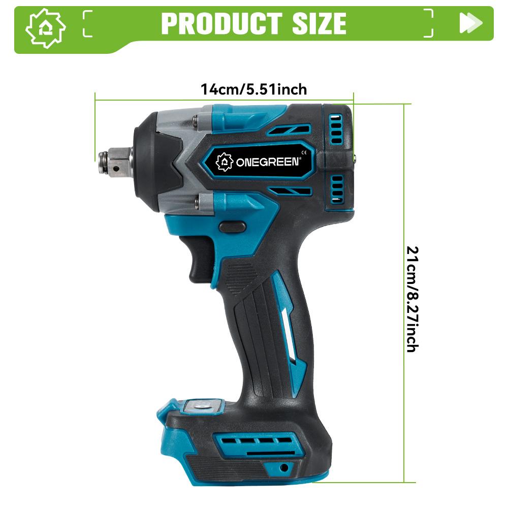 ONEGREEN Бесщеточный Электрический Ударный Гайковерт 1000 Нм 1/2" Беспроводная Дрель-Шуруповерт Инструмент для Ремонта Автомобиля Для Аккумулятора Makita Штырь