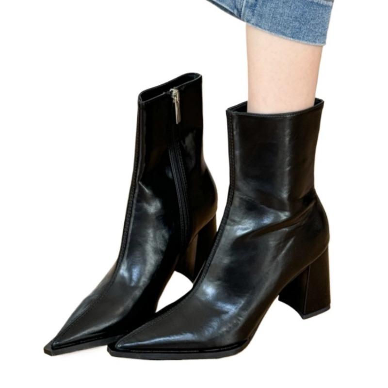Острый носок женские ботильоны брендовые сексуальные туфли на высоком каблуке кожаные туфли зима 2025 тренд элегантные офисные туфли модные вечерние ботинки женские