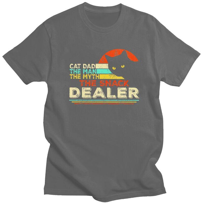 Custom Vintage Cat Dad T Shirt Men ShortSleeve Fathers Day Gift Tshirt Streetwear Tee Pure Cotton Slim Fit Tshirts Gift