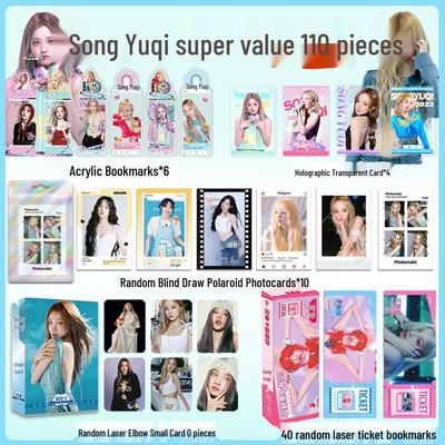 110 штук (грамм)Набор мерча I-DLE Song Yuqi: Лазерный билет, Фотокарточка, Полароидная закладка, Акриловая карточка, Автографированное фото из альбома