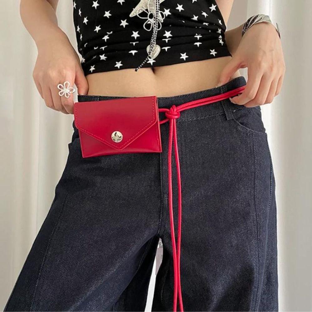 Vintage Envelop Waist Rope Versatile Dress Jeans Belt Leather Waist Bag  Waist Accessories