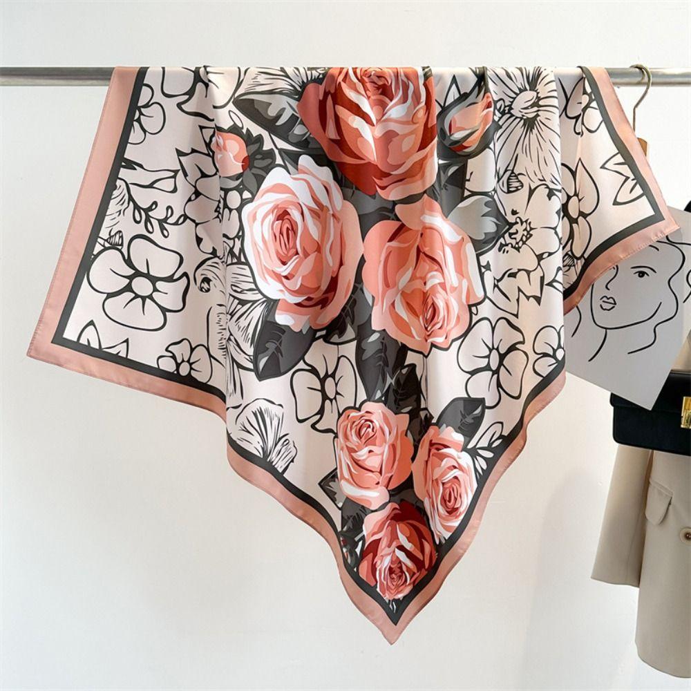 90x90cm Luxury Silk Scarf Print Bandana Women Headkerchief