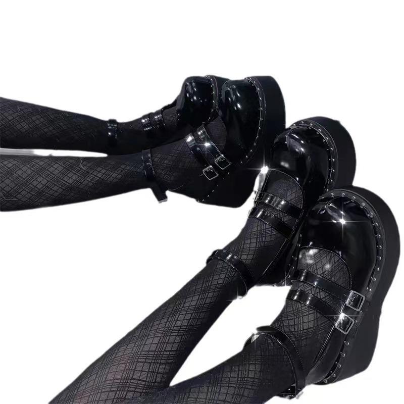 Женские Лолита Черные Шелковистые Колготки Аргайл Ромбовидный Клетчатый Узор Колготки Чулки