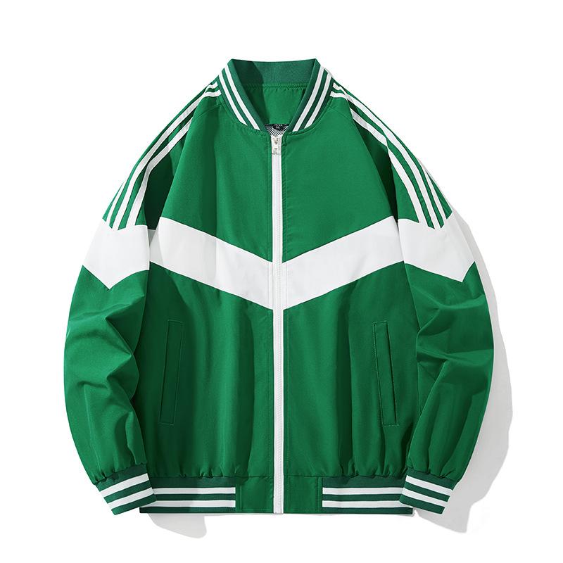 Куртка мужская тонкая контрастного цвета осенне-зимняя новая мужская корейская версия приталенная зеленая повседневная куртка в полоску
