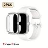 Набор из 2 шт. Для Redmi Watch 5/6 Спортивный ремешок Кристальный полый защитный чехол Классический деловой дышащий однотонный ремешок