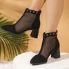Fashion 2025 New Summer Heightened Foreign-style Mesh Cool Boots Look Thin Hollow Pointed Toe Women's Shoes