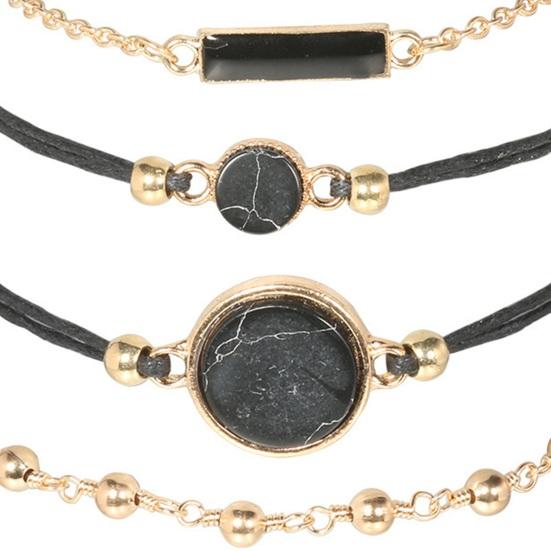 4 шт./комплект женский браслет черный камень регулируемая длина набор карабин клипса ретро контраст