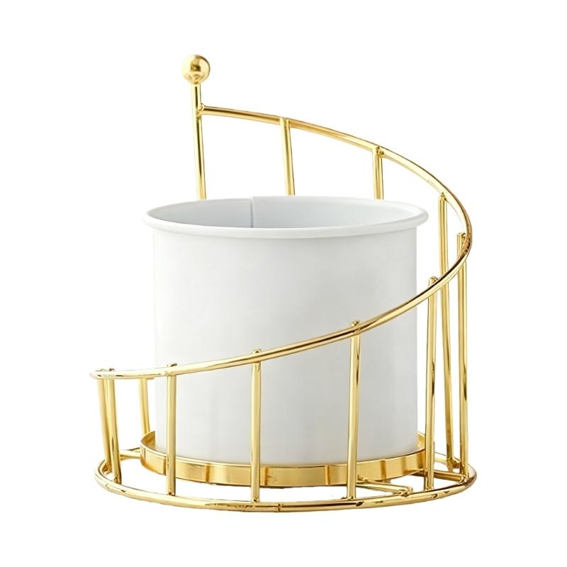 Ceramic Flowerpot Flower Plant Pots Balcony Courtyard Potted Plant Flowerpot with Iron Frame Home Garden Tray